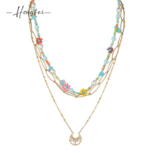 Baroque Pearl Gold Handmade Beaded Sweater Necklaces