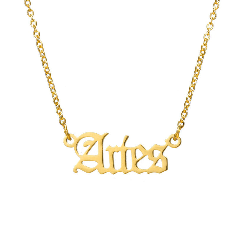 Women's Titanium Steel Ancient English Constellation Simple Necklaces