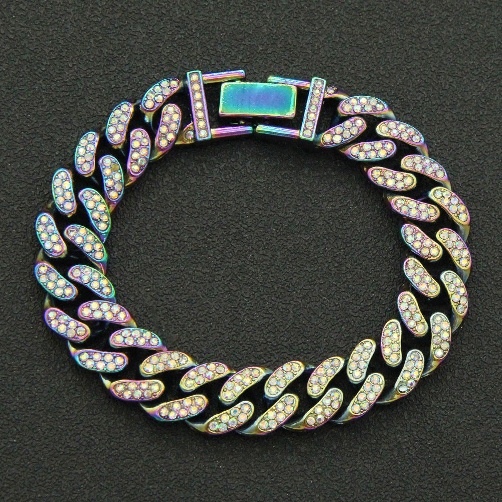 Colliers de chaîne à maillons cubains pleins de diamants Hip Hop pour hommes