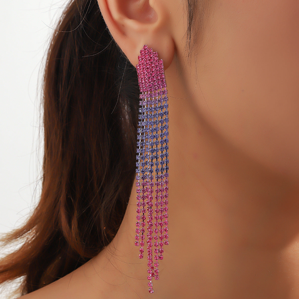 Damen-Ohrringe mit vollem Diamanten in Regenbogenfarben, Abendkleid-Accessoires