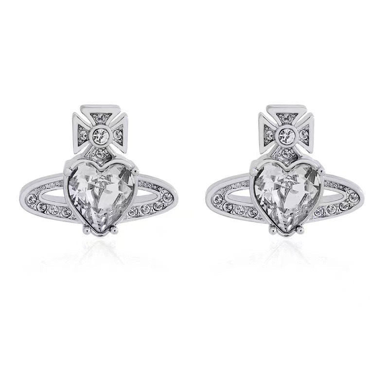 Women's Queen Mother Planet Niche Design Light Extravagant Love Heart Earrings
