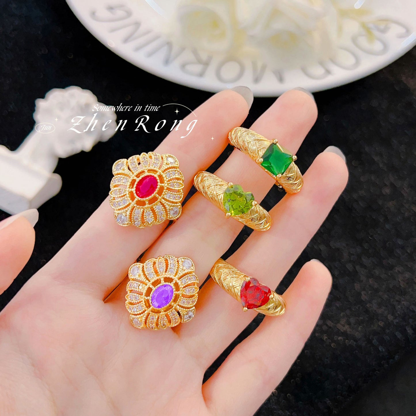 Bagues en diamant carré de luxe pour femmes, artisanat italien brossé, Vintage, émeraude, luxe