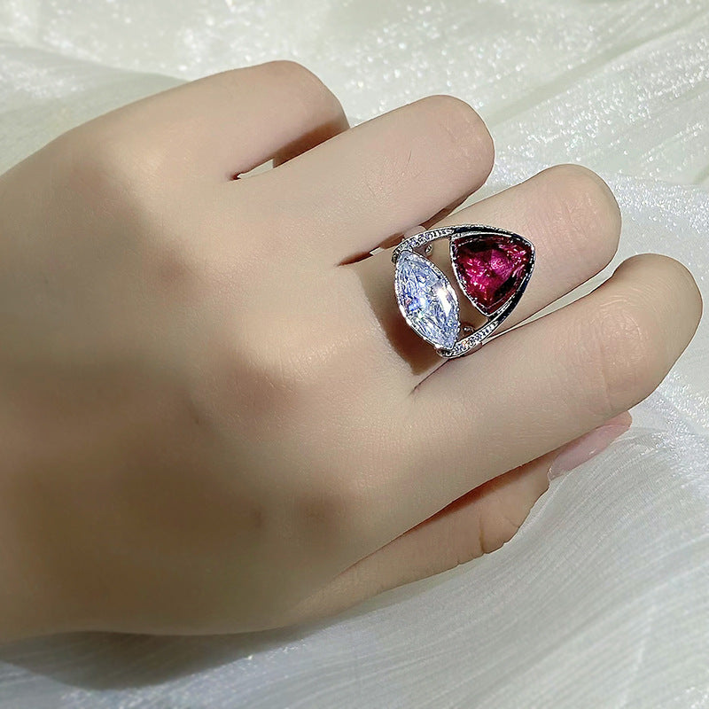 Casual Ornament Creative Fashion Red Zircon Rings