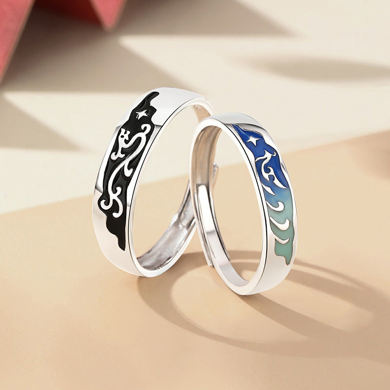 Pure Silber Paar National Fashion Sterling Ringe