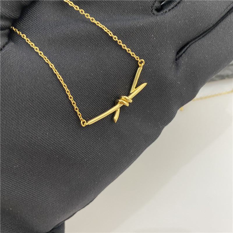 Rope Diamond Knot Electroplated Rose Gold Trendy Unique Pendant Necklaces