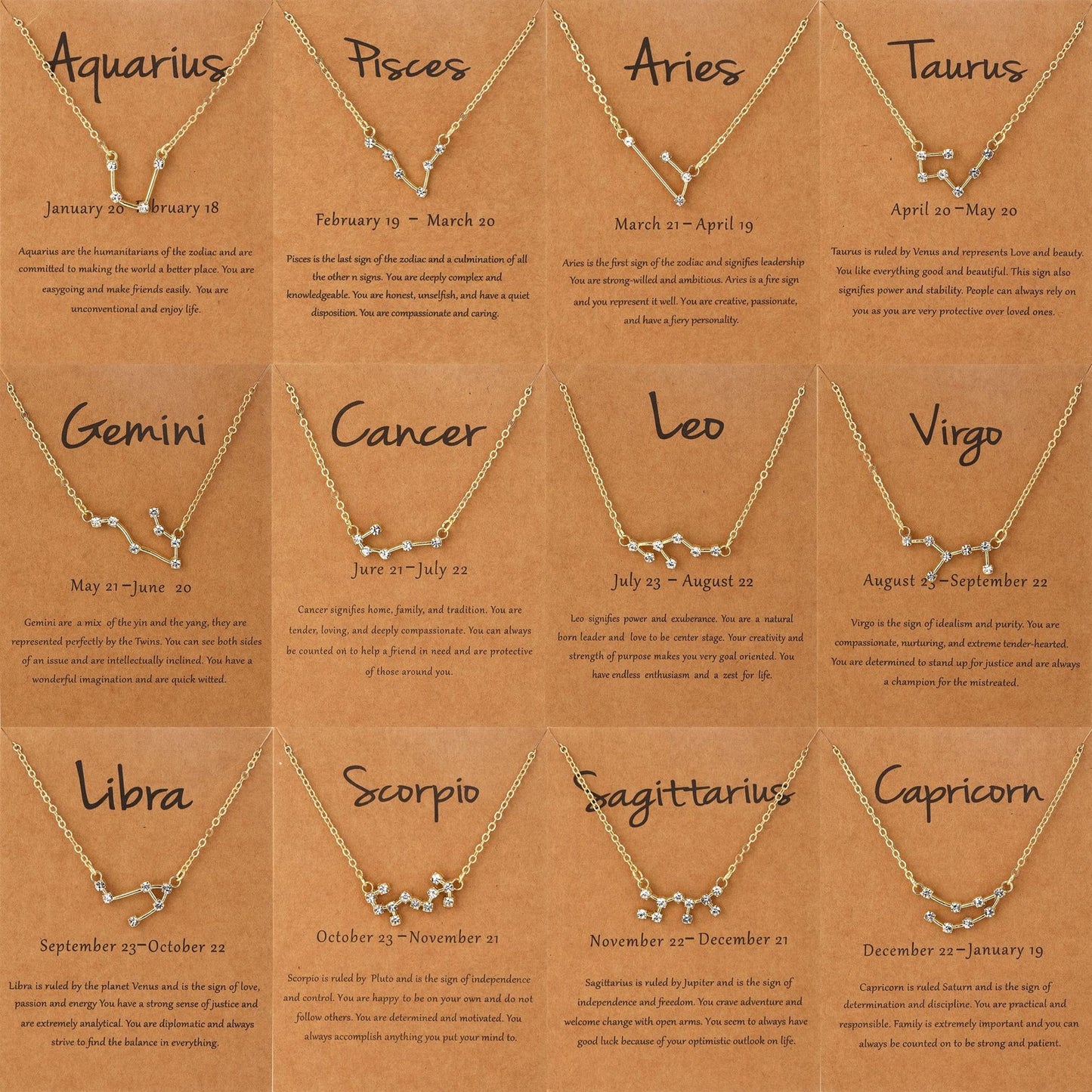 Style Simple Accessories Design Zircon Constellation Necklaces