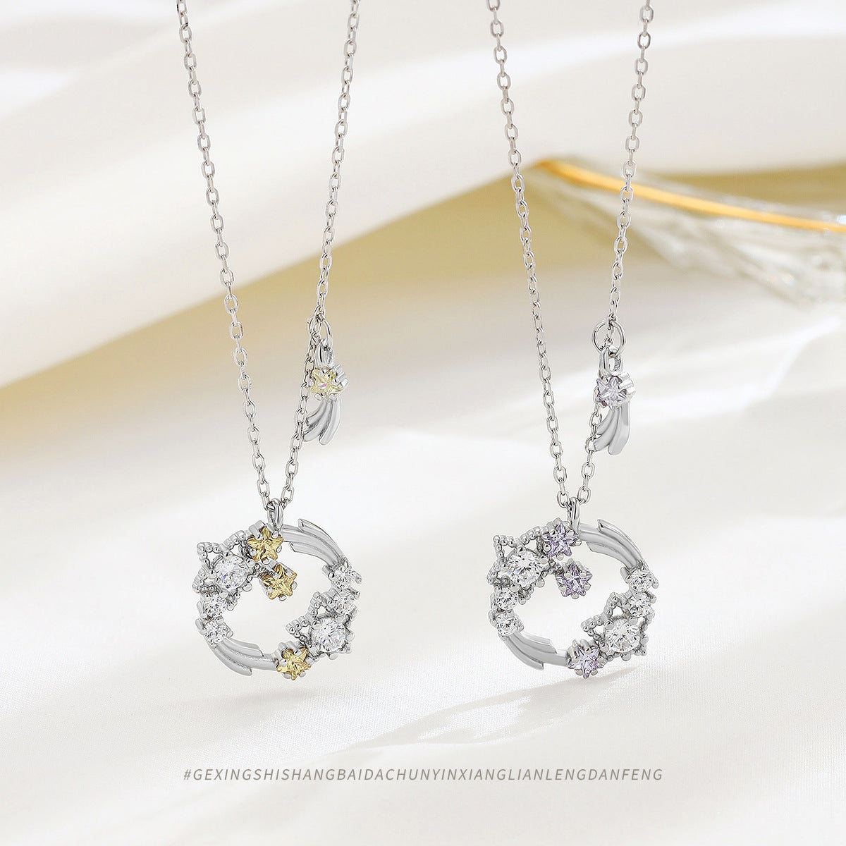 Sterling Silber Diamond Planet Temperamental Minority-Halsketten für Damen