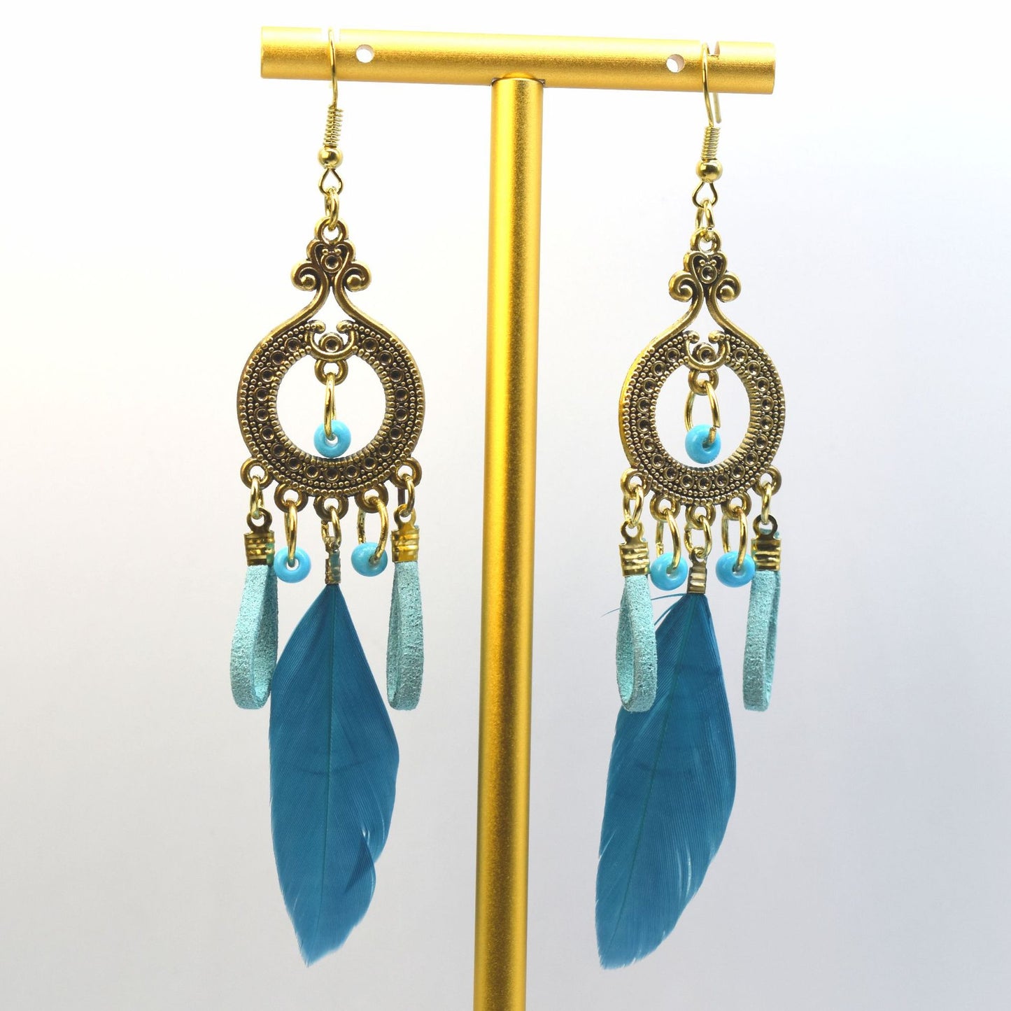 Style Vintage Feather Long Holiday Beads String Earrings