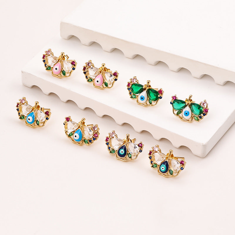 Women's Oil Devil's Eye Micro Inlaid Zircon Earrings