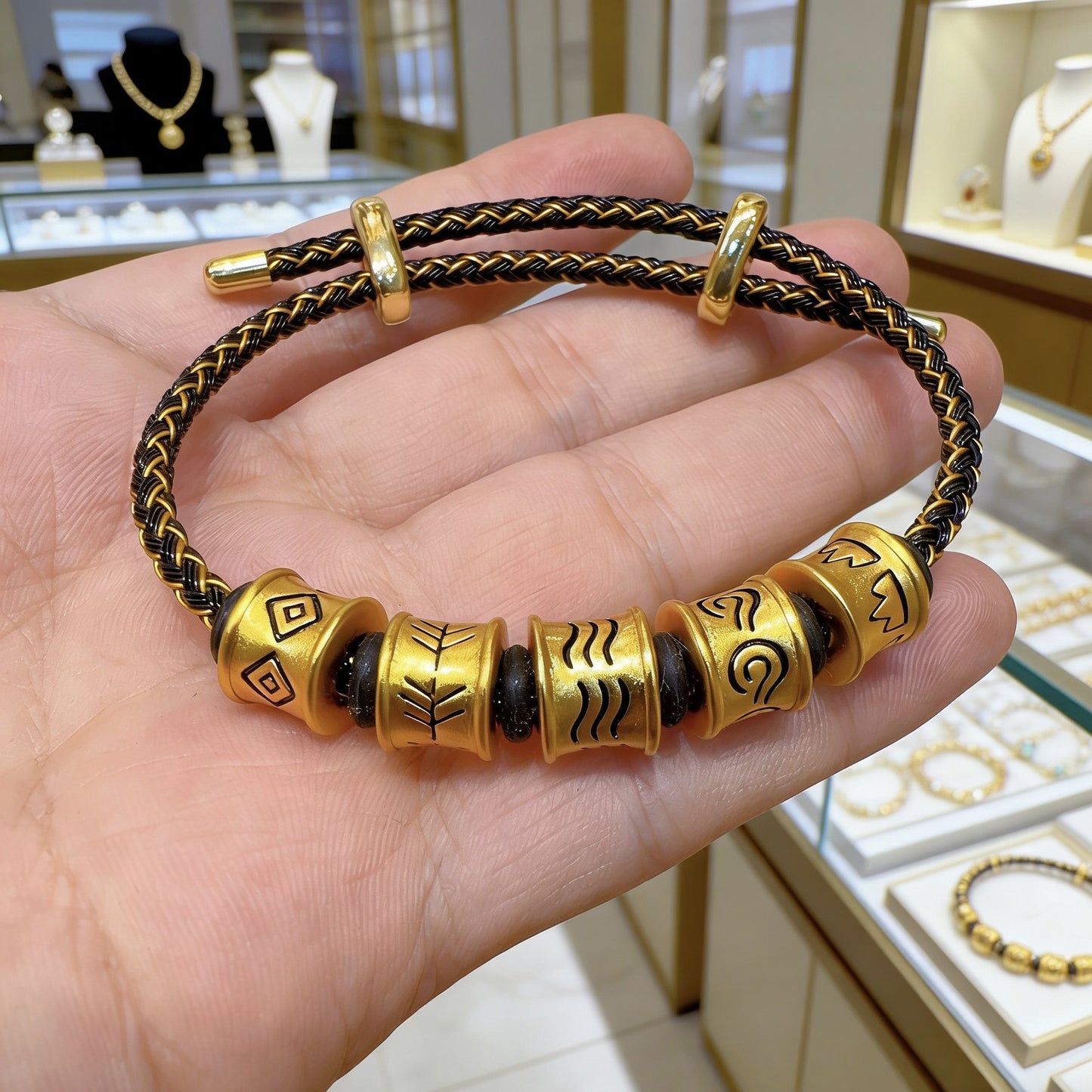Style Alluvial Gold Five Elements Golden Wood Water Fire Soil Bracelet