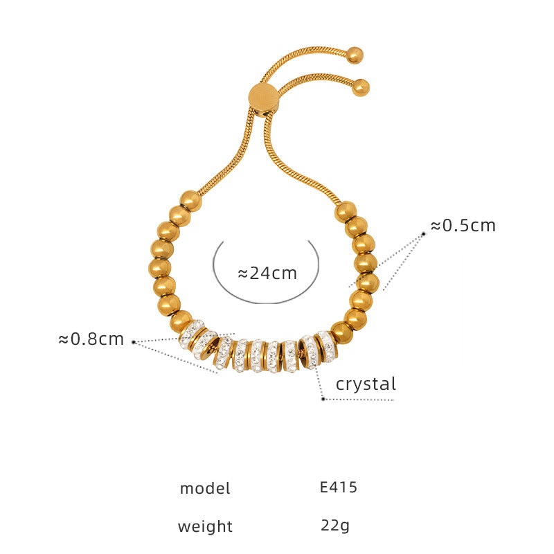Women's Full Of Diamond Zircon Beaded Trendy Titanium Steel Bracelets