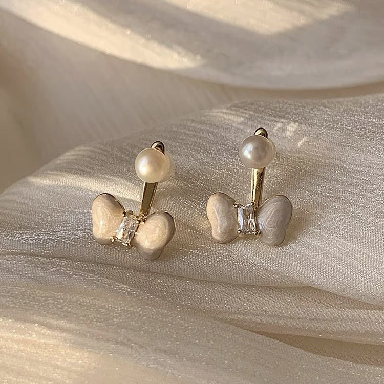 Exquisite Ear Hook Bow Niche Design Light Earrings