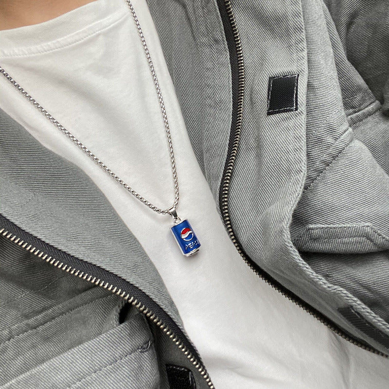 Damen- und Herren-Cola-Flaschen-Titanstahl-Street-Disco-Halsketten