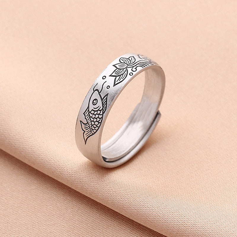 Damen & Herren & Vintage Lotuskarpfen und einfache personalisierte Fingerringe im Ethno-Stil