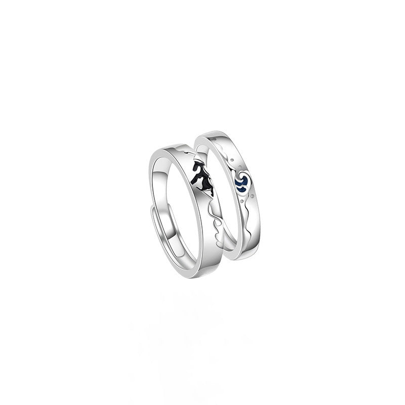Sier Pair Design Creative Couple Gift Rings