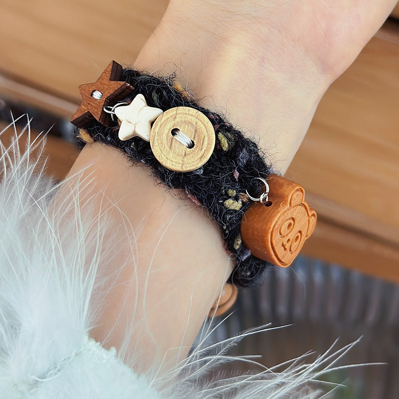 Dopamine Ebony Bear Hand-woven Wool Sweet Girly Bracelets