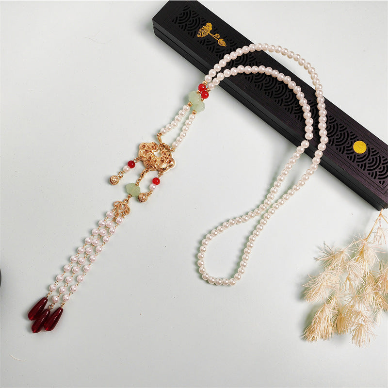 Antiquity Long Daily Versatile Skirt Accessories Peony Lock Necklaces