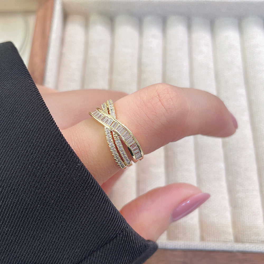 Women's Luxury Fashion Opening Zircon Adjustable Gold Rings