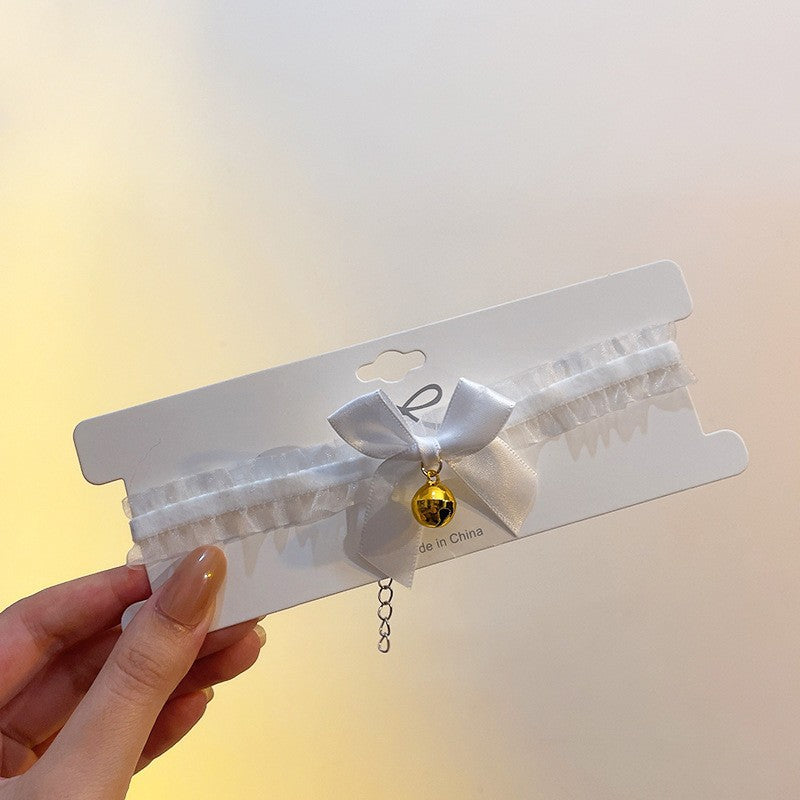Accessoires de collier de cou pour femme, cloche à nœud en dentelle, colliers de bande