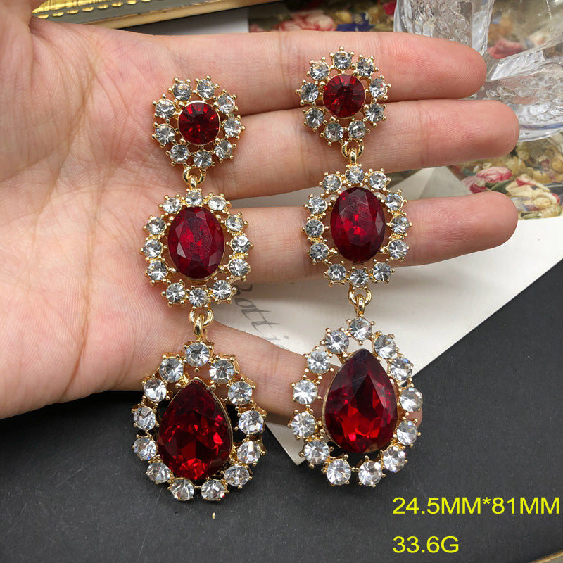 Luxury Temperament Inlaid Jewel Diamond Sweep Earrings