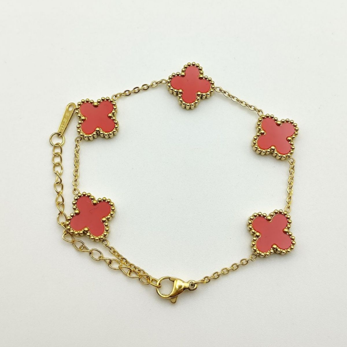 Bracelets d'ornement de rétention de couleur double face en or trèfle pour femmes