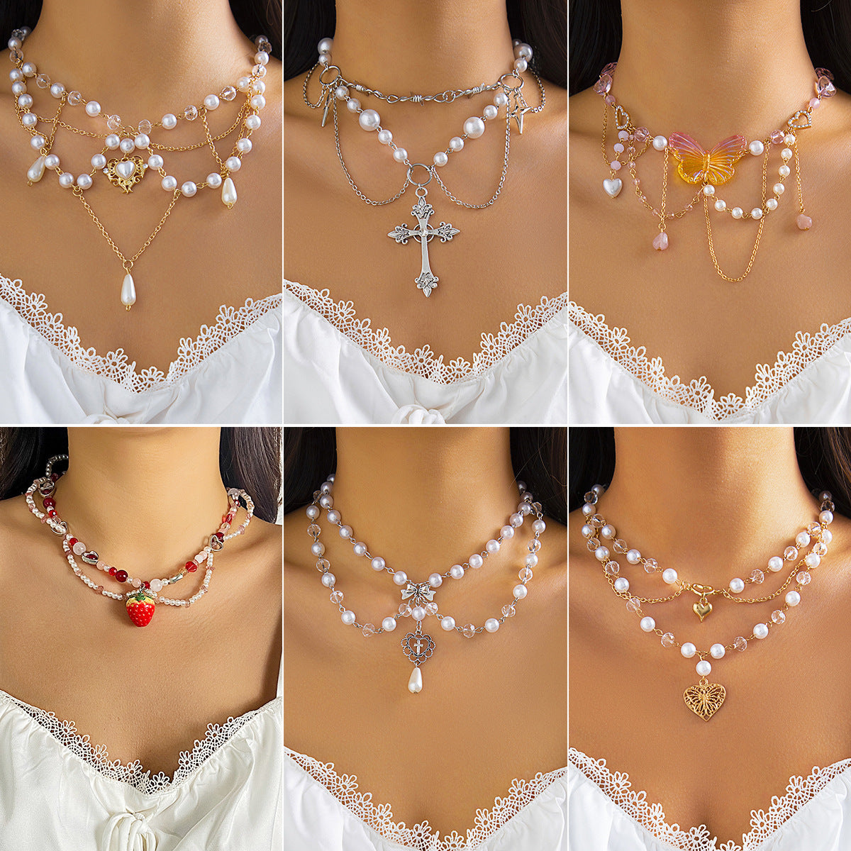 Colliers d'imitation d'amour de niche de perles chaudes d'ornement