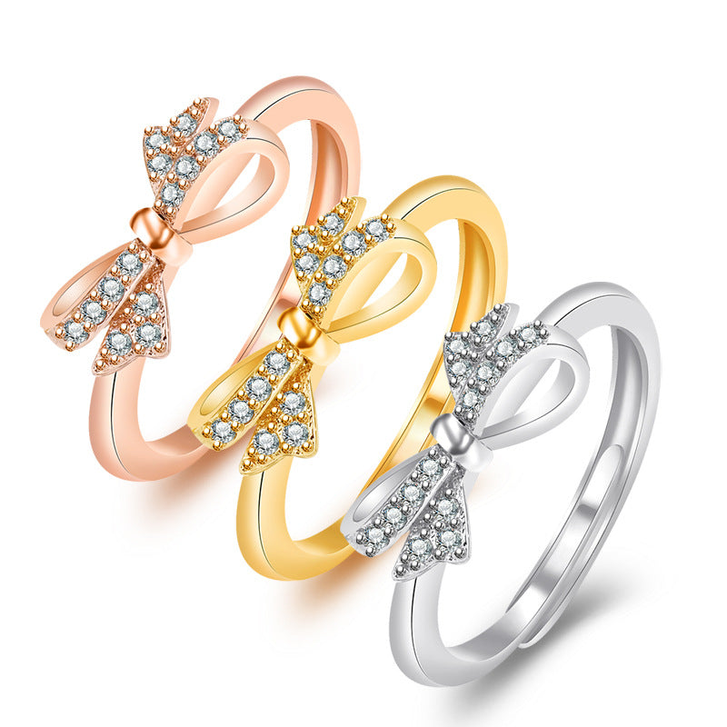 Mild Luxury Bow Female Niche Mori Rings
