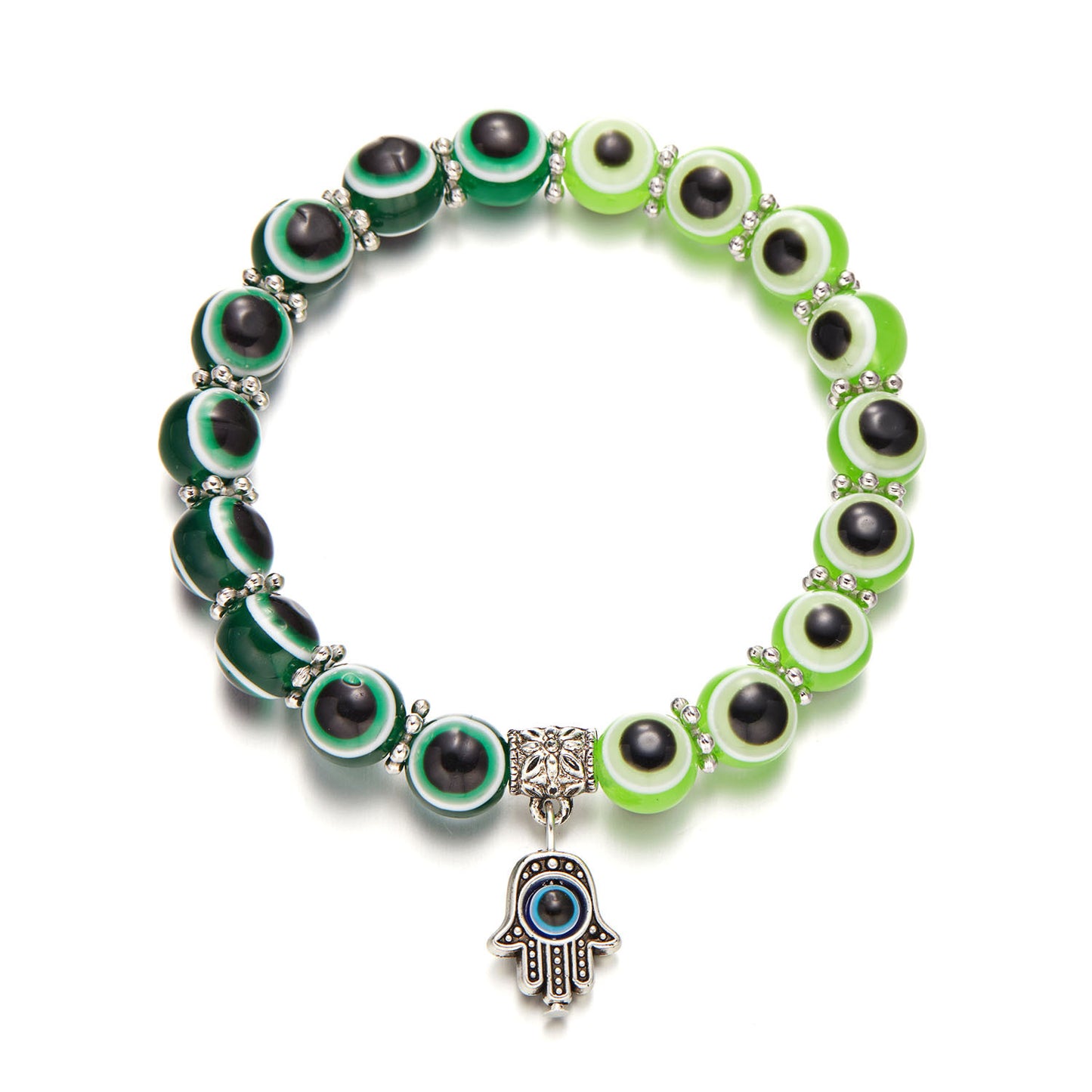 Augenfarbene, perlenbesetzte Hand-von-Fatima-Armbänder