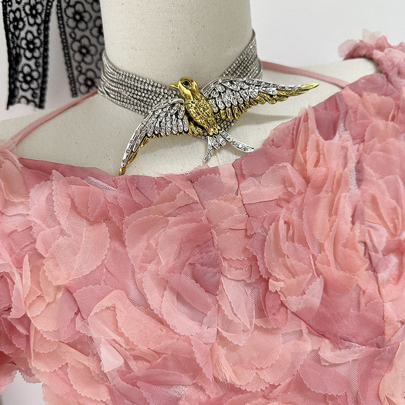 Fashionable High-grade Full Diamond Chain Flying Bird Necklaces