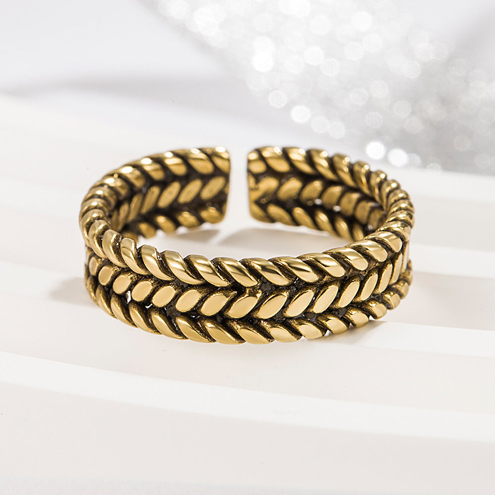 Bronzefarbene, einfache, modische, modische Retro-Twist-Ringe