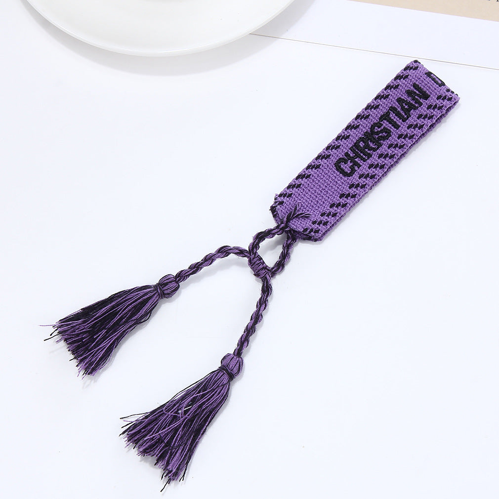 Women's To Joy Lucy Letter Embroidered Fashion Tassel Wristband Bracelets