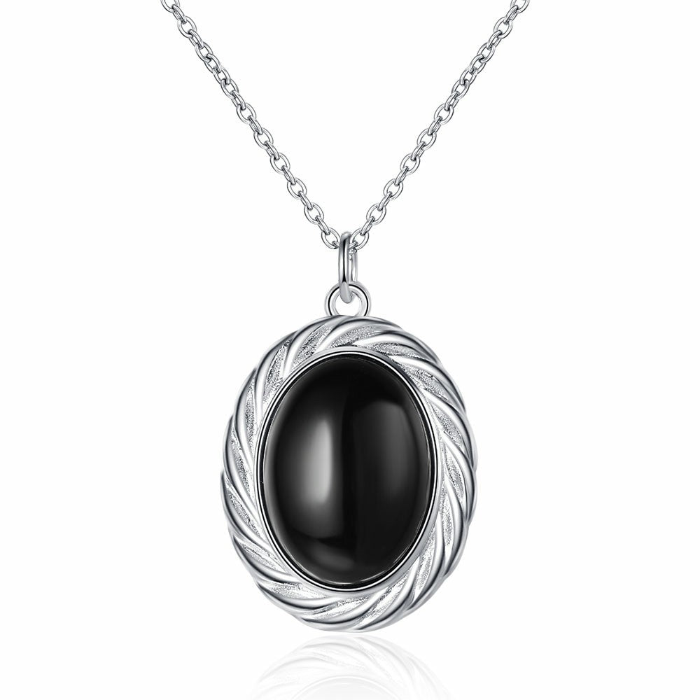 Women's Natural Black Onyx Simple Classic Element Necklaces