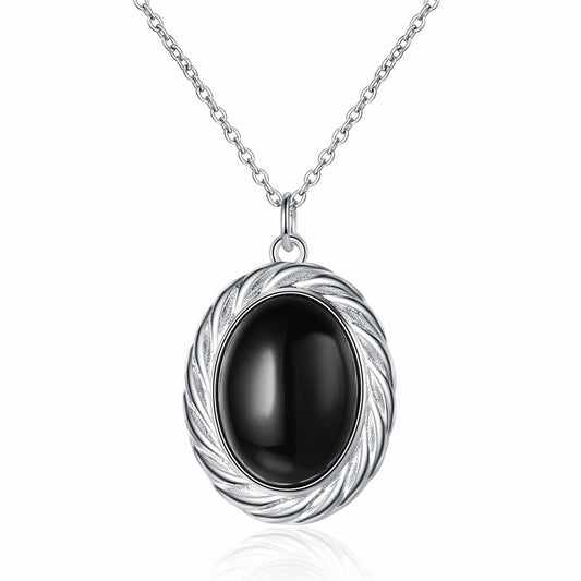 Women's Natural Black Onyx Simple Classic Element Necklaces