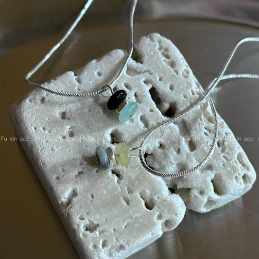 Fu Korean Style Aventurine Snake Bones Necklaces