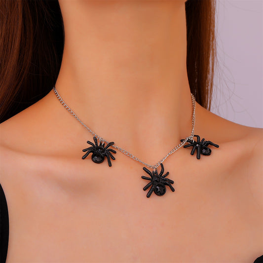 Black Spider Pendant Design Exaggerated Punk Necklaces