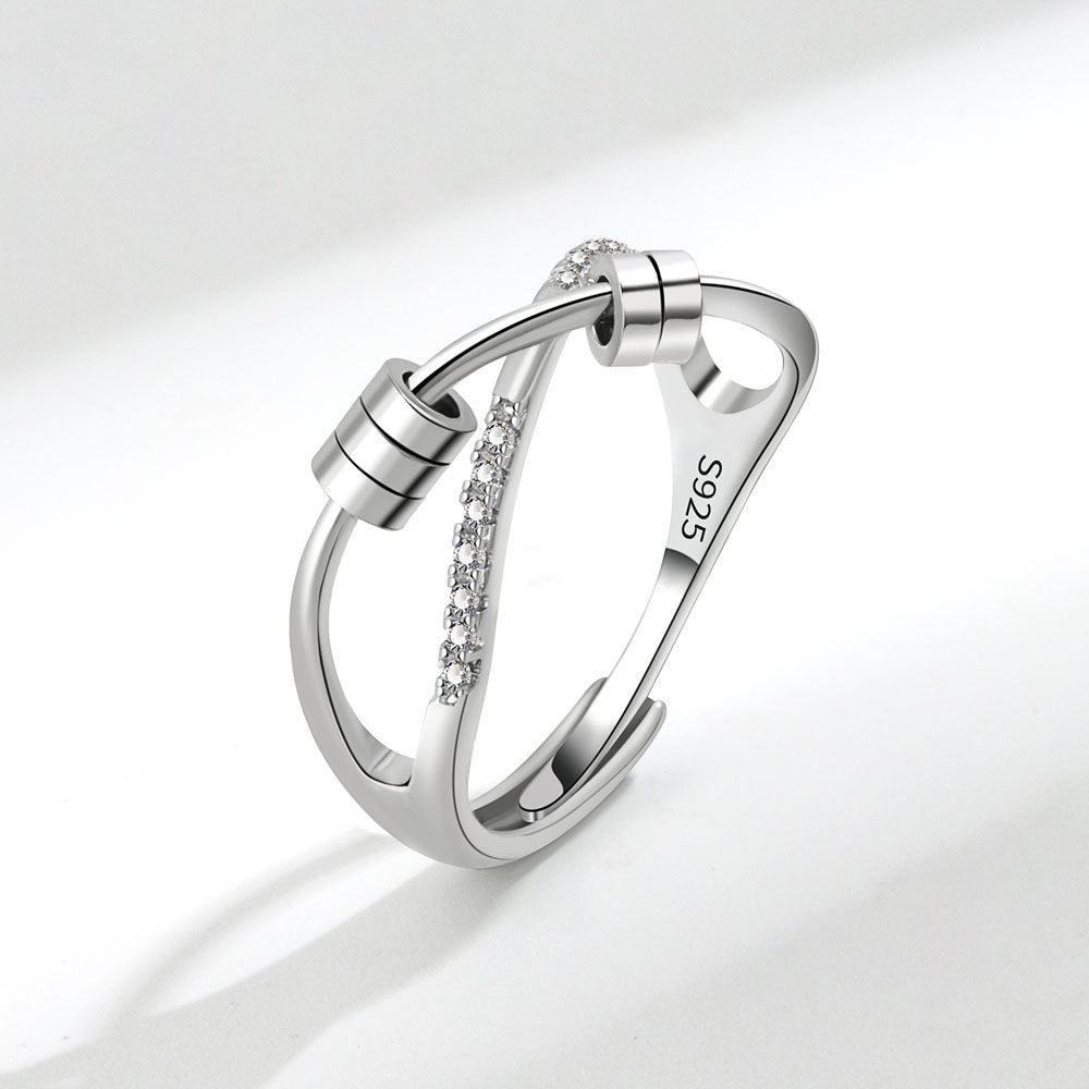 Fashion Simple Design Cross Decompression Rotatable Rings