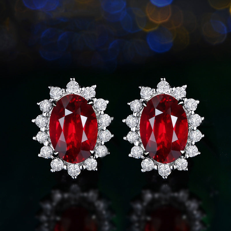 Women's Sri Royal Synthetic Sapphire Amethyst Colorful Earrings