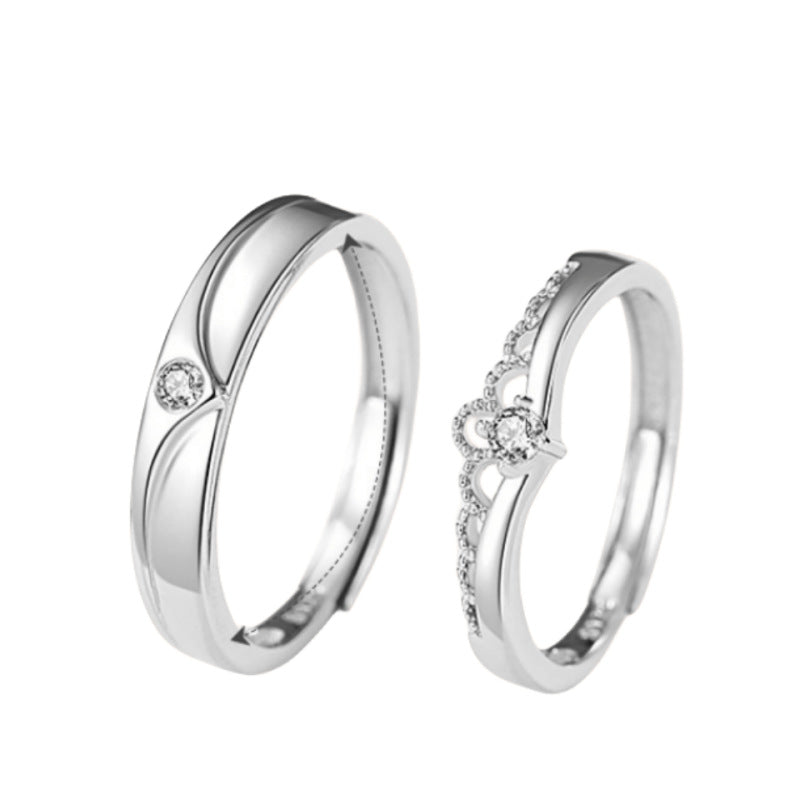 Women's & Men's & Sier Princess And Prince Couple Rings
