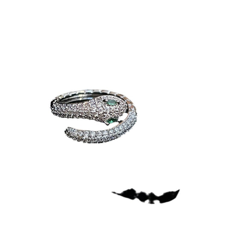 Fashion Full Diamond Snake Open Female Rings
