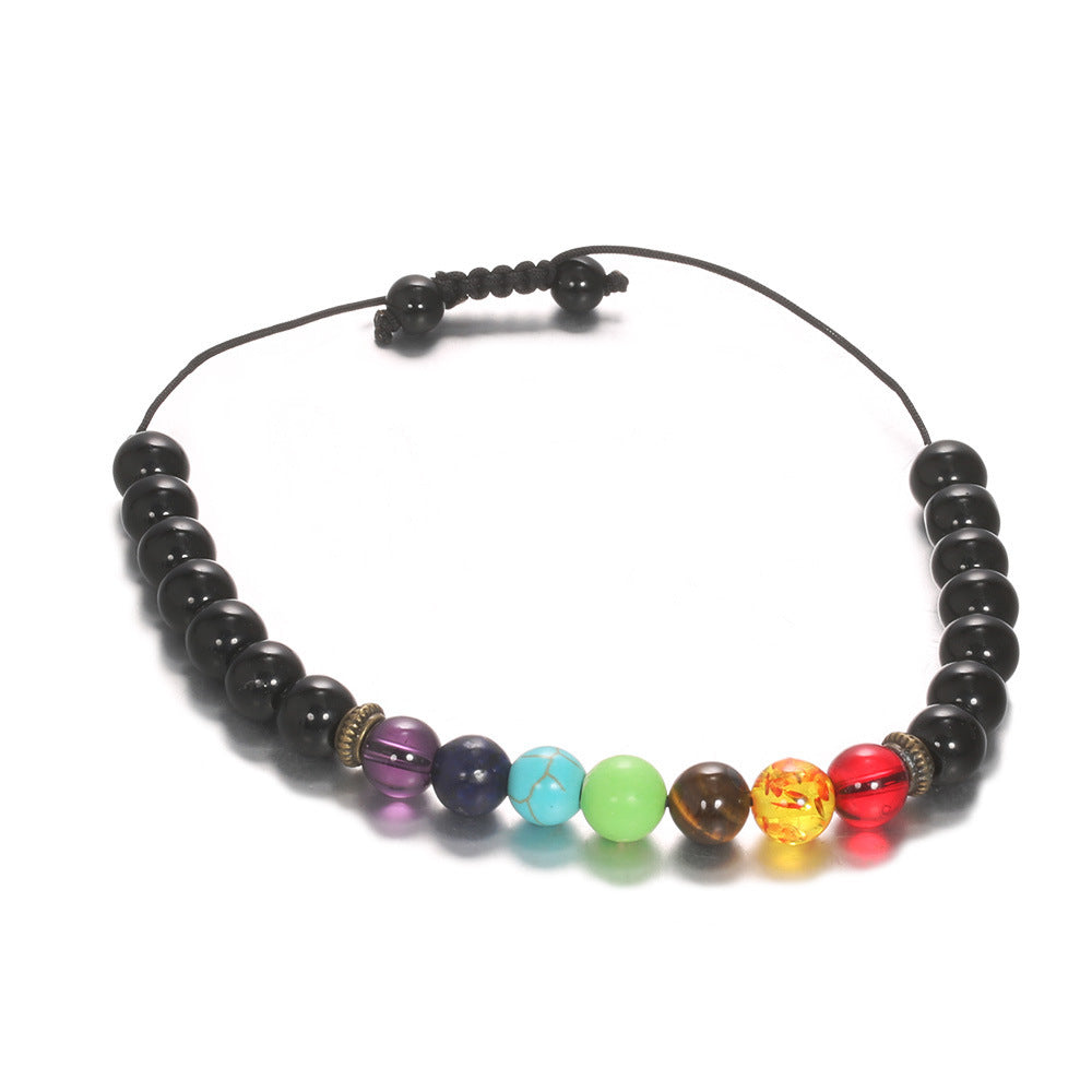Handgefertigte Yoga-Armbänder aus schwarzem Vulkangestein mit Perlen