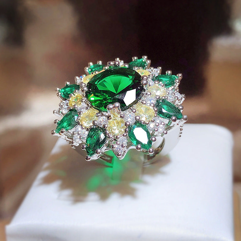 Zircon Fashion Big Personality Trendy Decorative Water Drop Rings