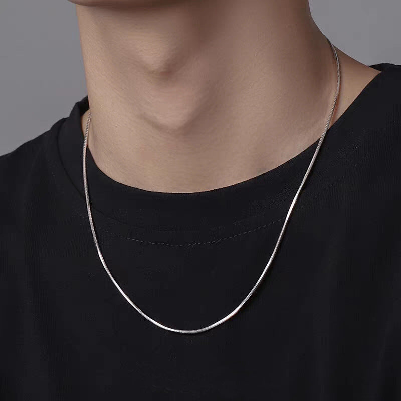 Colliers à clavicule fine en argent sterling avec chaîne en os pour femmes et hommes