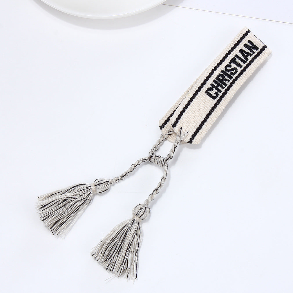 Women's To Joy Lucy Letter Embroidered Fashion Tassel Wristband Bracelets