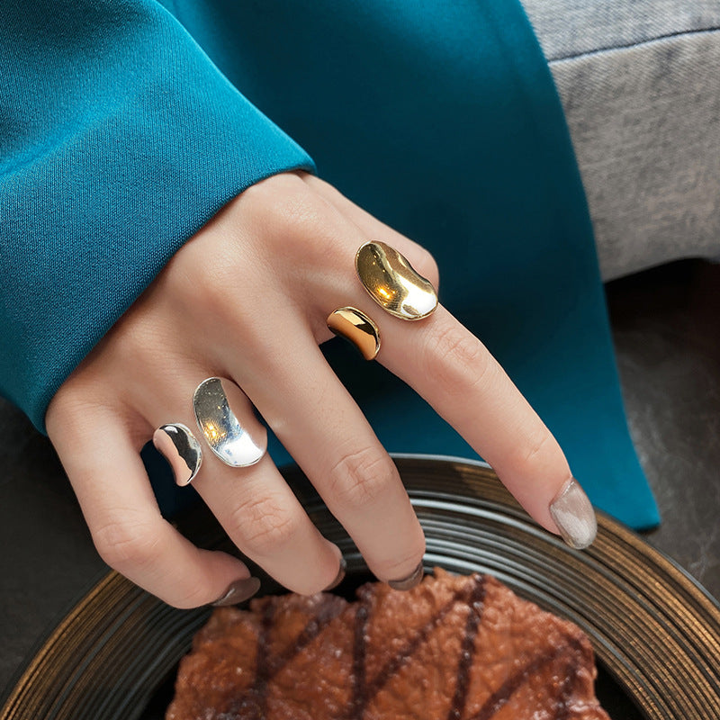 Breite, glänzende, offene Endfinger-Kälteringe für Damen