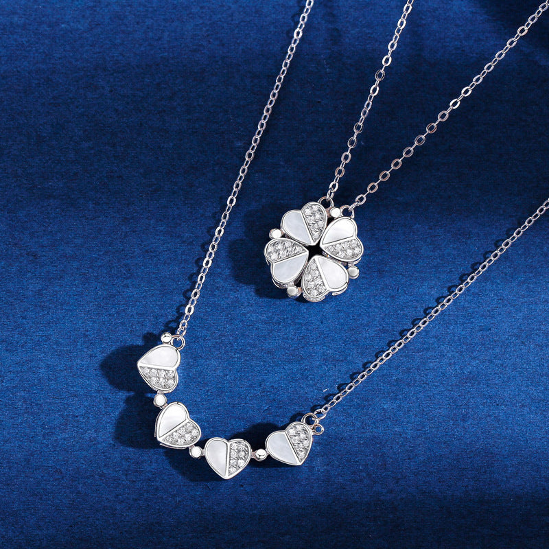 Women's For Heart-to-heart Open And Close Clover Fashion Folding Necklaces