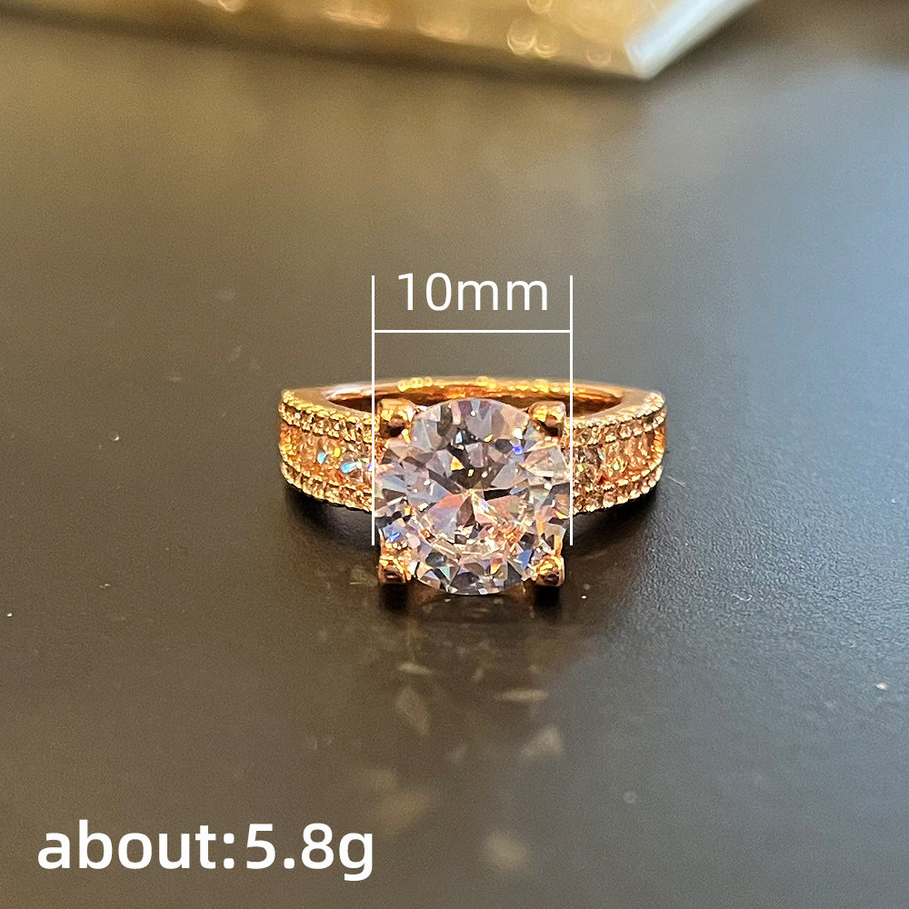 Women's Rose Golden Hollow Over Inlaid Zircon Rings
