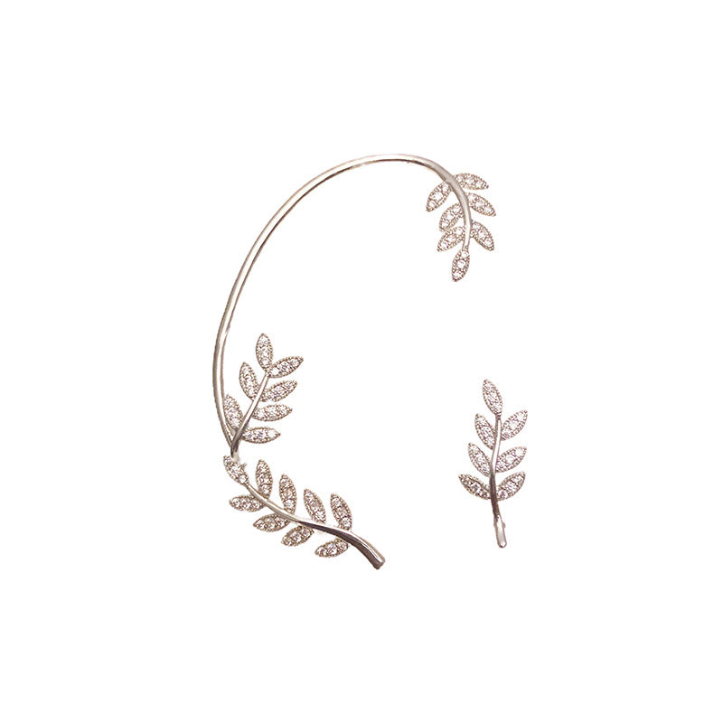 Women's Willow Leaf Ear Hanging Clip Integrated Earrings
