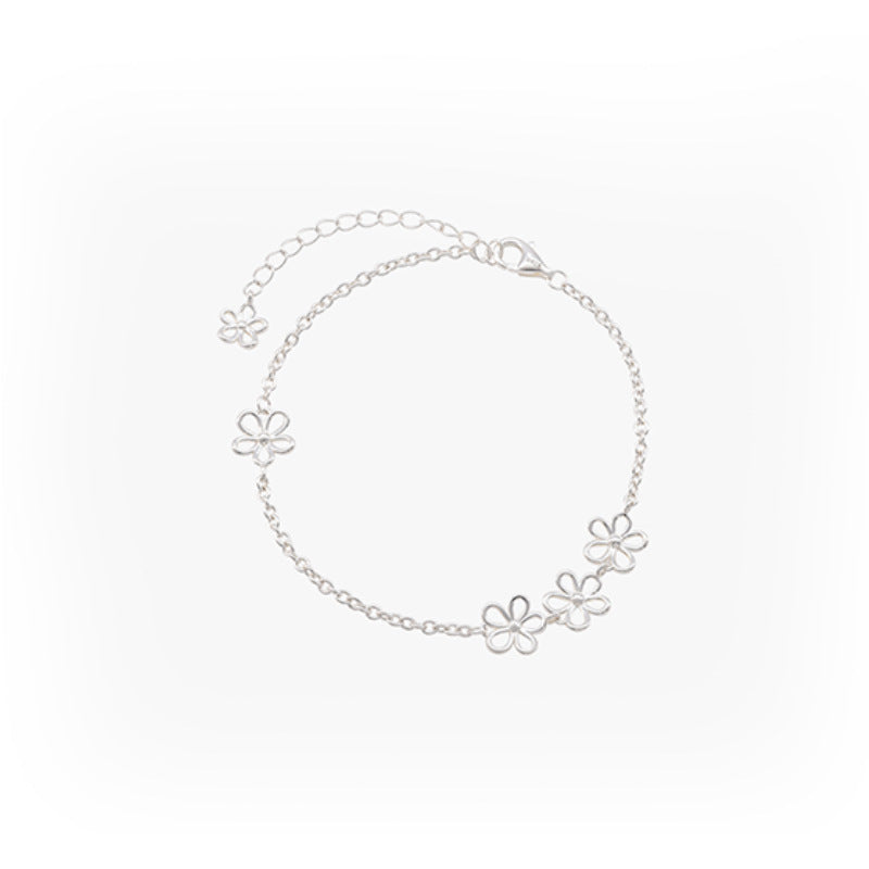 Women's Hollow Sier Flower Simple Temperamental Minority Bracelet