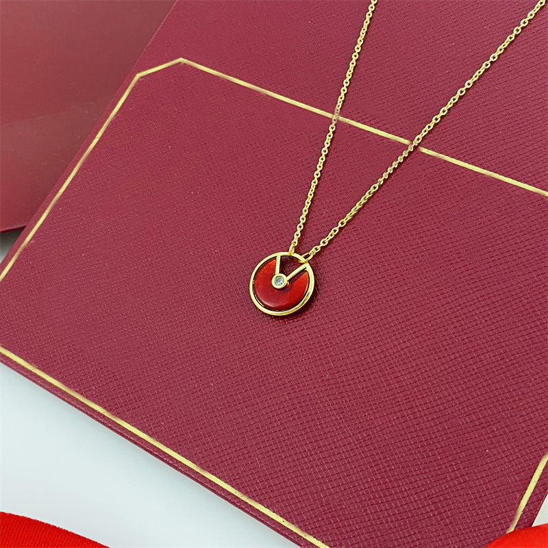 Rose Gold Plated White Shell Carnelian Clavicle Necklaces