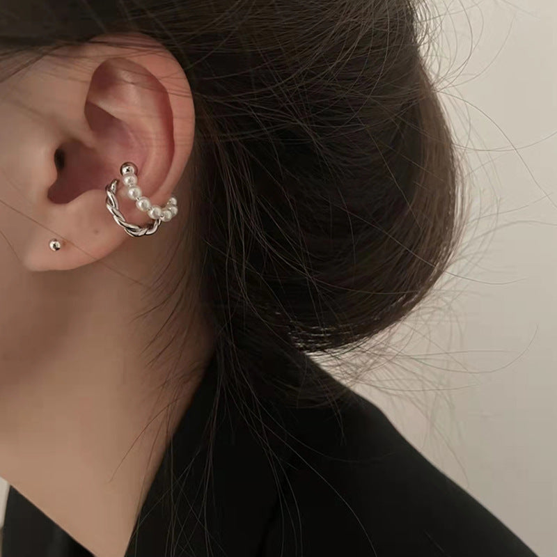 Women's French Style Vintage Pearl Earless Fashion Temperament High Ear Clip
